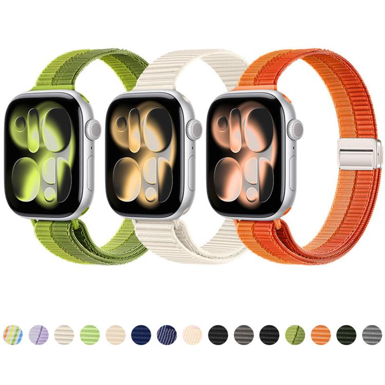 Slim Dual Magnetic Clasp Nylon Loop Watch Band, For Apple Watch 49mm / 46mm / 45mm / 44mm, For Apple Watch 42mm / 41mm / 40mm / 38mm