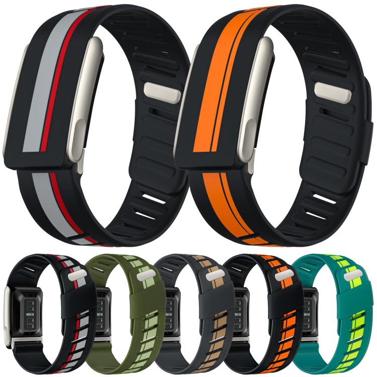 Titanium Bezel Resin Coating Two Color Silicone Watch Band, For WHOOP 5.0