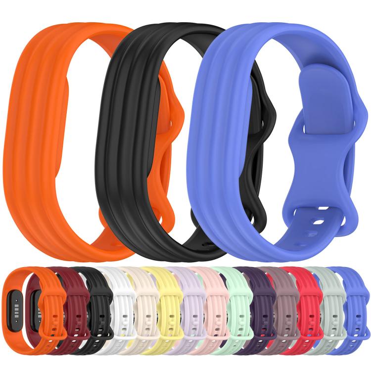 Vertical Stripe Butterfly Colorful Buckle Solid Color TPU Watch Band, For Google Fitbit Air