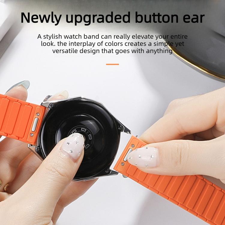 Press Button I-Shaped Magnetic Silicone Watch Band, 22mm