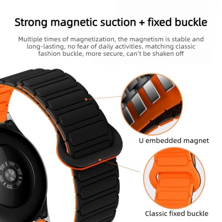 Press Button I-Shaped Magnetic Silicone Watch Band, 18mm, 20mm