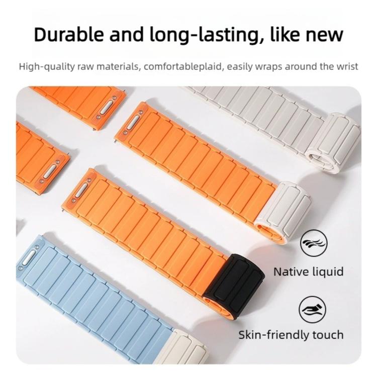 Press Button I-Shaped Magnetic Silicone Watch Band, 18mm, 20mm