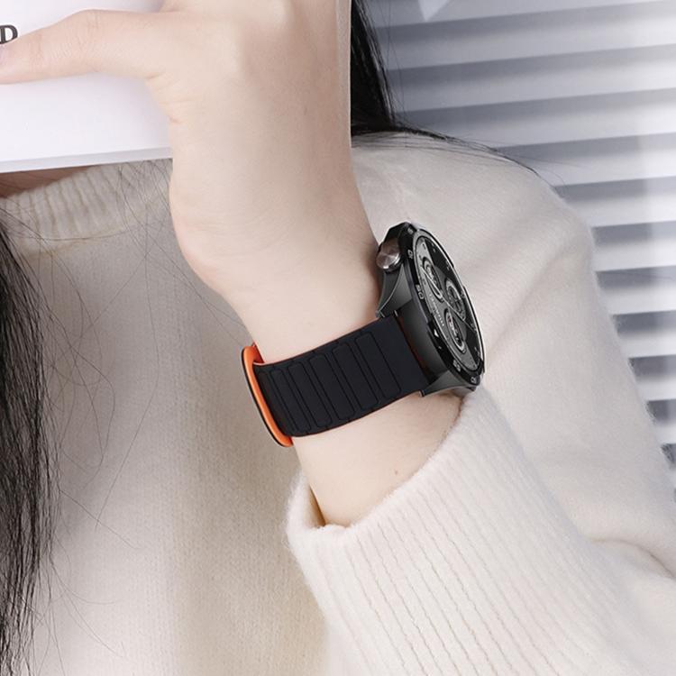 Press Button I-Shaped Magnetic Silicone Watch Band, 22mm
