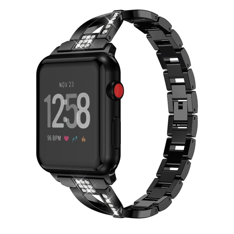 For Fitbit Versa / Fitbit Versa 2 / Fitbit Versa Lite Edition Universal X-shaped Metal Strap, Black, Sliver, Gold, Rose Gold