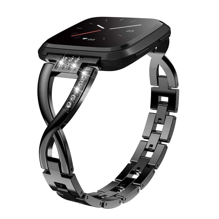 For Fitbit Versa / Fitbit Versa 2 / Fitbit Versa Lite Edition Universal X-shaped Metal Strap, Black, Sliver, Gold, Rose Gold