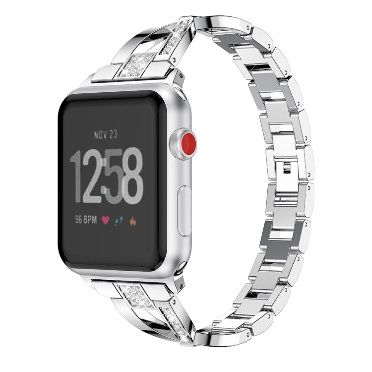 For Fitbit Versa / Fitbit Versa 2 / Fitbit Versa Lite Edition Universal X-shaped Metal Strap, Black, Sliver, Gold, Rose Gold