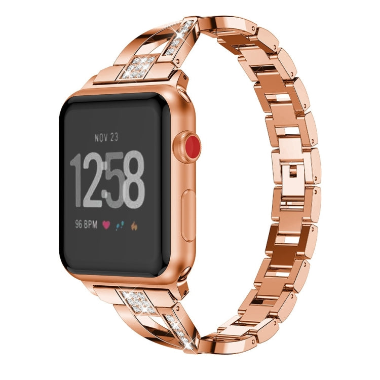 For Fitbit Versa / Fitbit Versa 2 / Fitbit Versa Lite Edition Universal X-shaped Metal Strap, Black, Sliver, Gold, Rose Gold