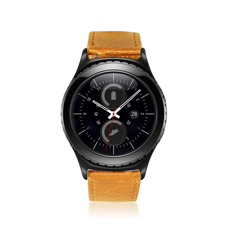 For Huami 1s/ Huami 2 / Ticwatch1 / Ticwatch Pro / Samsung Galaxy Watch 46mm / Samsung S3 / Huawei Watch 2 Pro / Huawei GT / Huawei Glory Magic First Layer Cowhide Crazy Horse Pattern Strap, Light Brown, Dark Brown