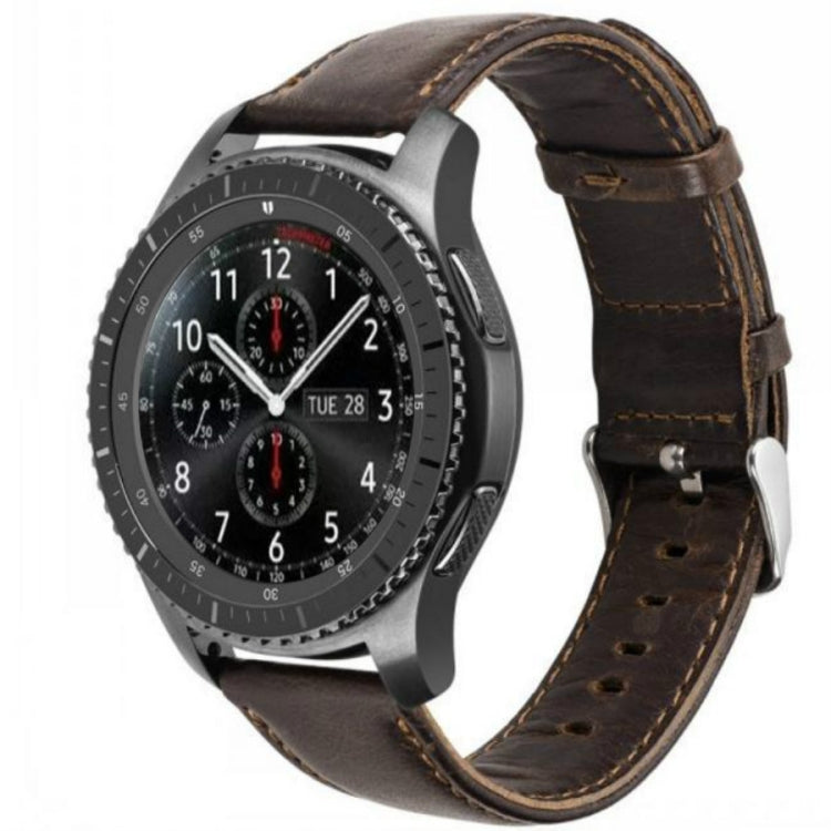 For Huami 1s/ Huami 2 / Ticwatch1 / Ticwatch Pro / Samsung Galaxy Watch 46mm / Samsung S3 / Huawei Watch 2 Pro / Huawei GT / Huawei Glory Magic First Layer Cowhide Crazy Horse Pattern Strap, Light Brown, Dark Brown