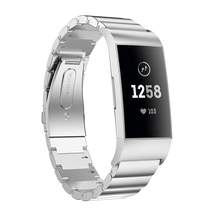 Three Beads Slingshot Buckle Solid Stainless Steel Wrist Strap Watch Band for Fitbit Charge 4, One Beads for Fitbit Charge 4