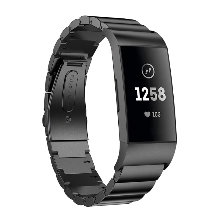 Three Beads Slingshot Buckle Solid Stainless Steel Wrist Strap Watch Band for Fitbit Charge 4, One Beads for Fitbit Charge 4