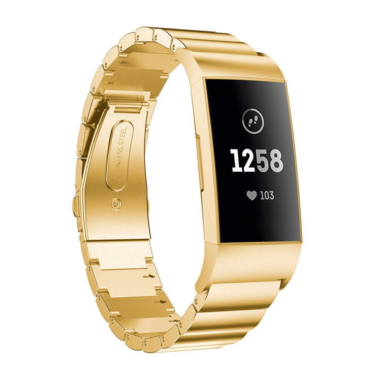 Three Beads Slingshot Buckle Solid Stainless Steel Wrist Strap Watch Band for Fitbit Charge 4, One Beads for Fitbit Charge 4