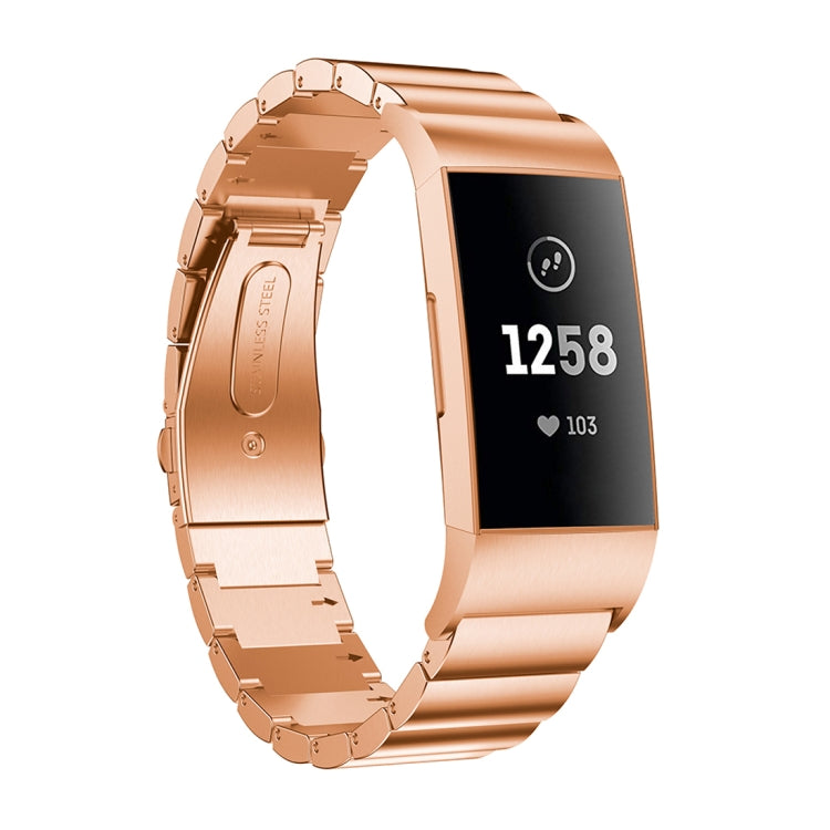 Three Beads Slingshot Buckle Solid Stainless Steel Wrist Strap Watch Band for Fitbit Charge 4, One Beads for Fitbit Charge 4
