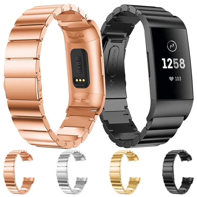Three Beads Slingshot Buckle Solid Stainless Steel Wrist Strap Watch Band for Fitbit Charge 4, One Beads for Fitbit Charge 4