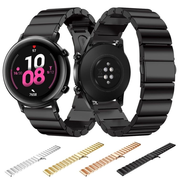 22mm For Huawei Watch GT2e GT2 46mm A Flat Buckle Stainless Steel Strap