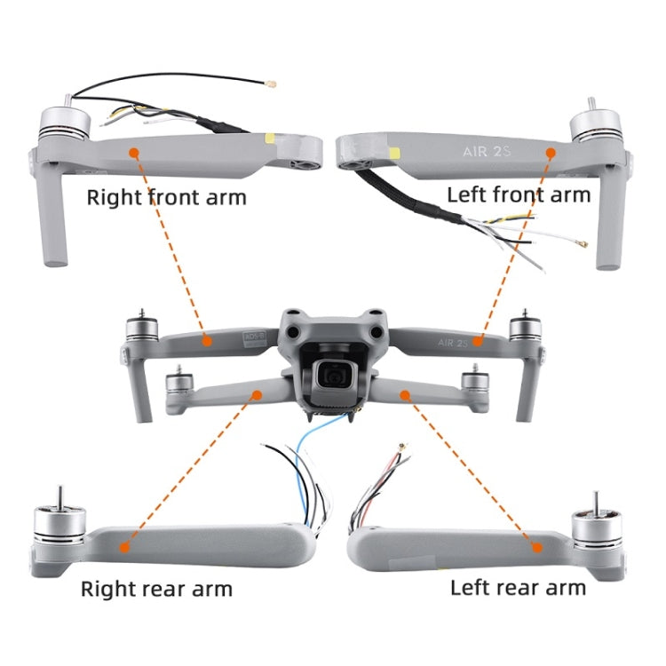 for DJI Mavic Air 2S Left Front Arm Shell Repair Accessories, for Mavic Air 2S Right Front Arm, for Mavic Air 2S Left Rear Arm, for Mavic Air 2S Right Rear Arm, for Mavic Air 2S Left Front Arm