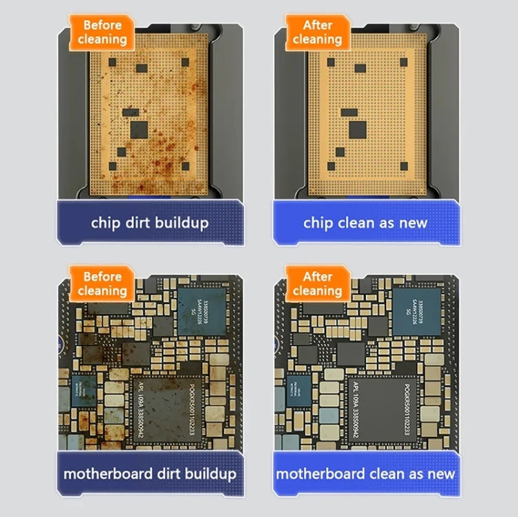 MECHANIC Cell Phone Motherboard Chip Degumming Brush PCB De-Tin Cleaning Cylinder Long Handle Brush, Sideburns, Steel Wire, Double-ended Sideburns+Steel Wire