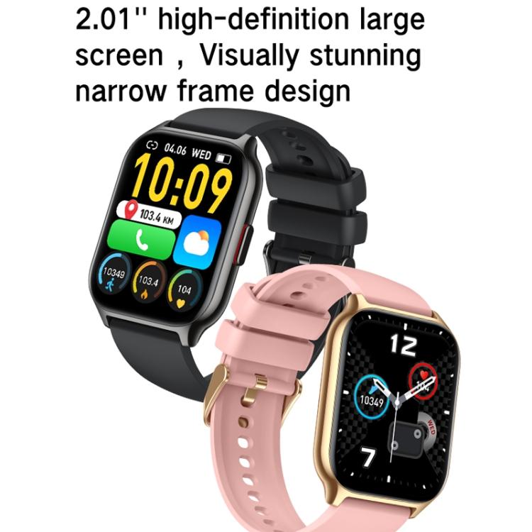 Blood Oxygen / Sleep / Heart Rate Health Monitoring Smart Watch Square Sports Double Strap Watch, Black Steel+Silicone Black, Gold Steel+Silicone Pink