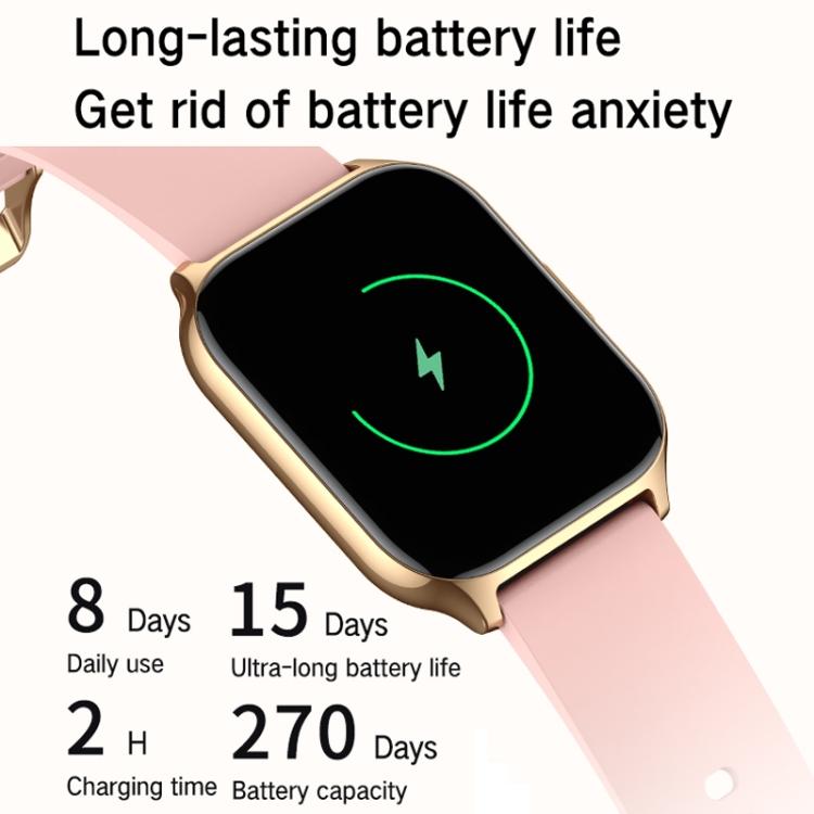 Blood Oxygen / Sleep / Heart Rate Health Monitoring Smart Watch Square Sports Double Strap Watch, Black Steel+Silicone Black, Gold Steel+Silicone Pink