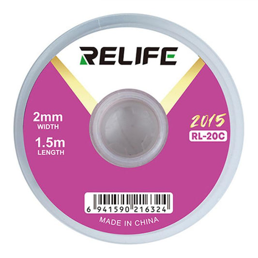 RELIFE RL-20C PCB Solder Cleaning Corrosion-Resistant Solder Removal Tape, 2mm x 1.5m, 2.5mm x 1.5m, 3mm x 1.5m, 3.5mm x 1.5m