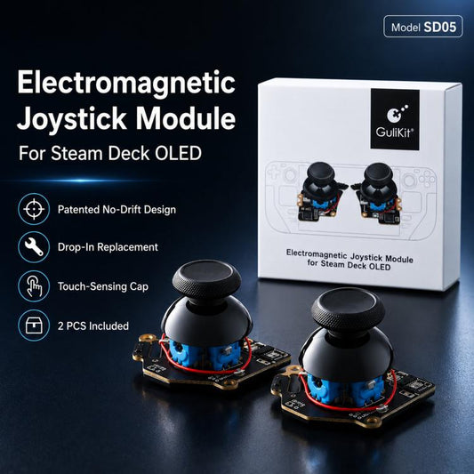 GuliKit SD05 Electromagnetic Joystick Replacement for Steam Deck OLED, Hall Effect Analog Stick Repair Kit, No Soldering Required, Capacitive Touch Sensing, for Steam Deck OLED
