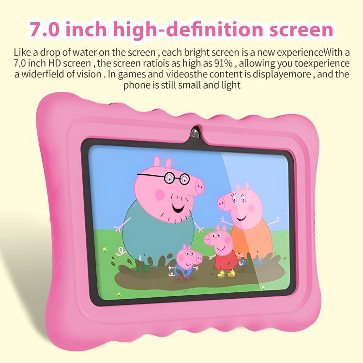 BDF T7 7 inch WiFi Kids Tablet PC with Silicone Case, 2GB+32GB, Android 8.1 MTK6735 Quad Core CPU, US Plug, 4GB+64GB