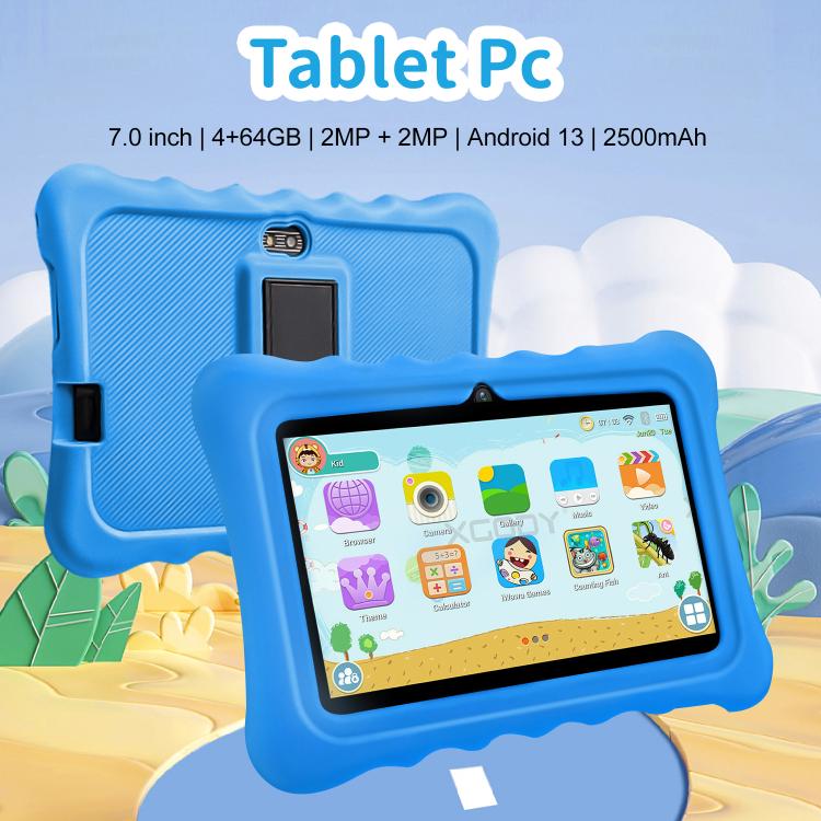BDF T7 7 inch WiFi Kids Tablet PC with Silicone Case, 2GB+32GB, Android 8.1 MTK6735 Quad Core CPU, US Plug, 4GB+64GB