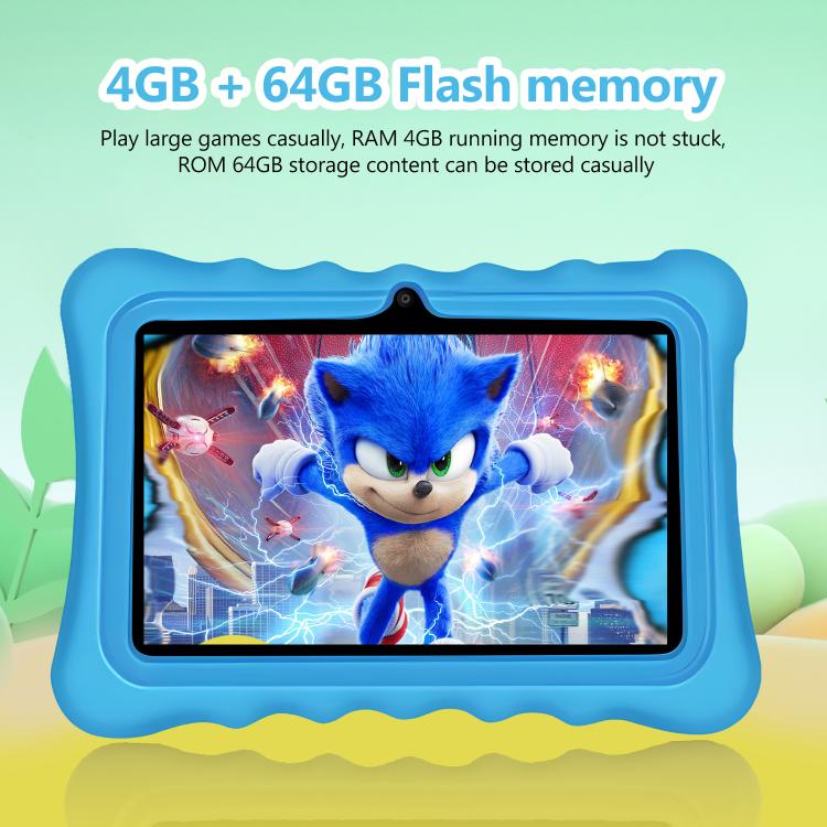 BDF T7 7 inch WiFi Kids Tablet PC with Silicone Case, 2GB+32GB, Android 8.1 MTK6735 Quad Core CPU, US Plug, 4GB+64GB